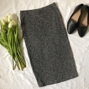 Grey Knit Midi Skirt